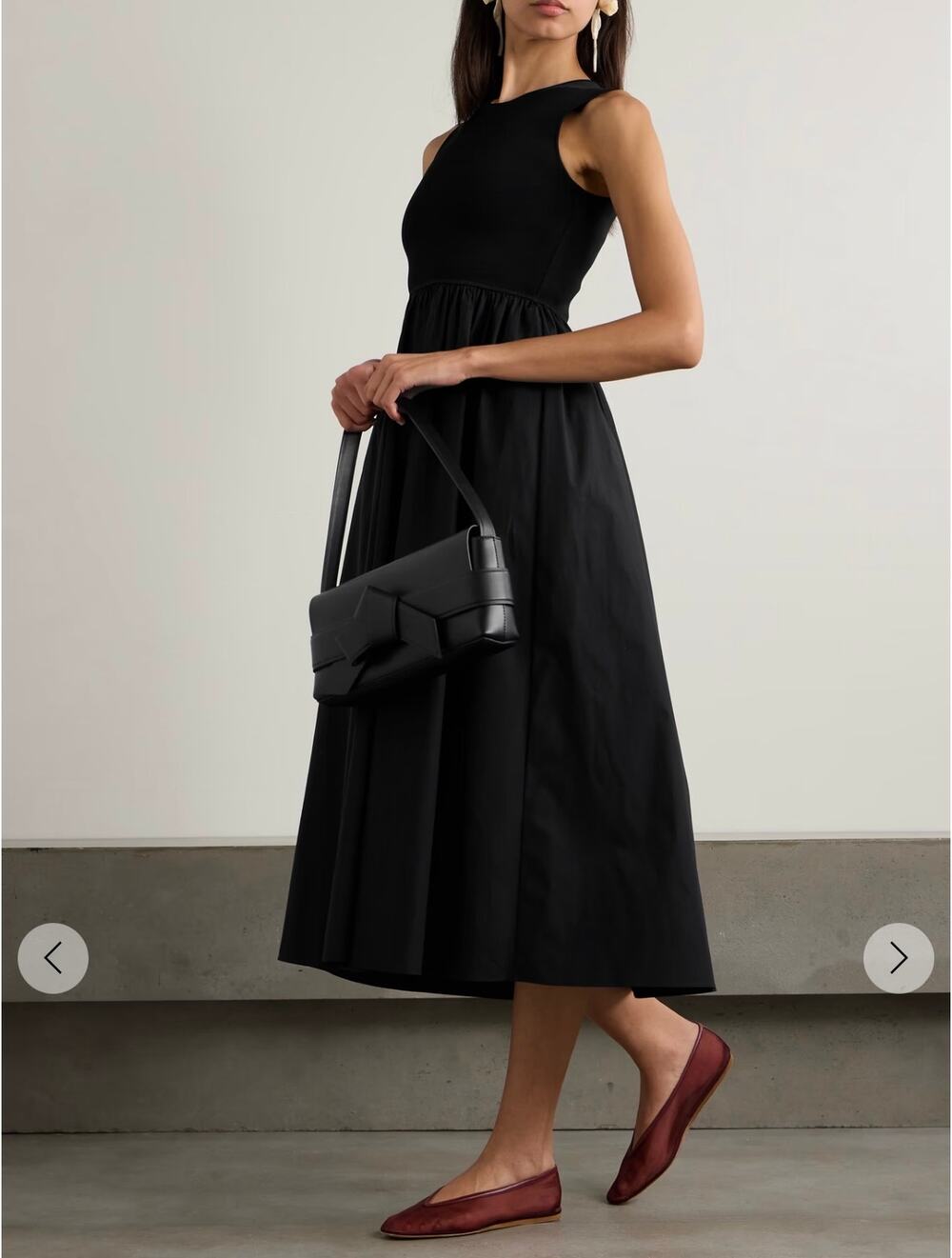 Theory Black Stretch-Knit Cotton Midi Dress - Size Large (New)